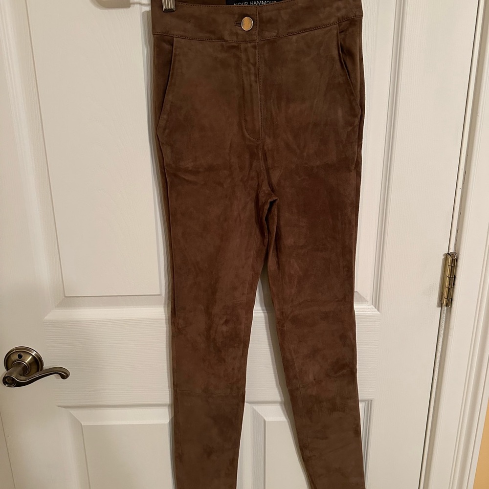 Nour Hammour Leather Suede Pants Brown Size 24